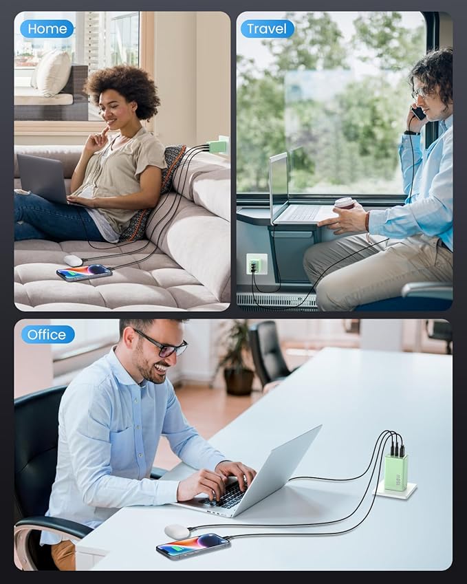 150W USB C Charger Block,GaN III Compact Foldable Wall Charger 3 Port Fast Charging Station,PD QC PPS Portable USB C Hub 100W Laptop Adapter for MacBook Pro/Air,iPad,iPhone 17/Pro,Galaxy S24,Dell etc