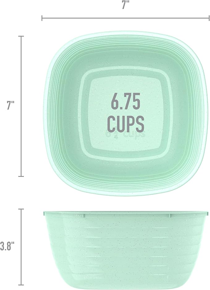 Bentgo Prep - 1-Compartment Bowls with Custom Fit Lids - Reusable, Microwaveable, Durable, PFAS & BPA-Free, Freezer and Dishwasher Safe Meal Prep Food Storage - 10 Bowls & 10 Lids (Sage Leaf Glitter)