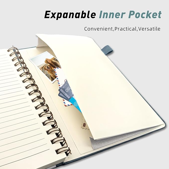 Lined Spiral Journal Notebook for Women & Men, College Ruled Hardcover Notebook for Work & Note Taking, Journals for Writing, 100 GSM, Business, School, 140 Pages, A5(5.8"x8.5") - Green