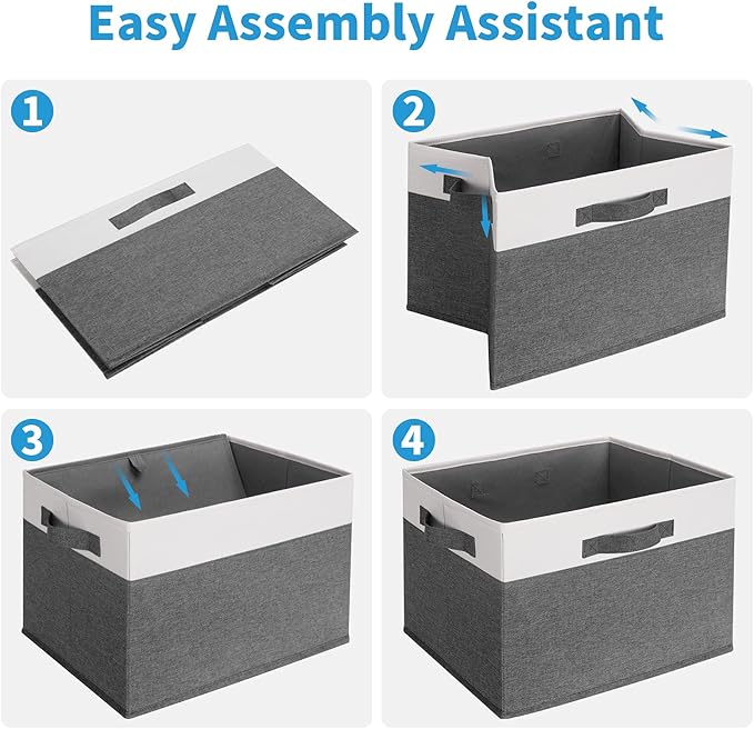 GhvyenntteS 6 Pack Fabric Storage Bins, 15x11x9.6 inch Closet Storage Bins for Shelves with 3 Handles, Foldable Storage Baskets for Shelves, Sturdy Closet Organizers and Storage