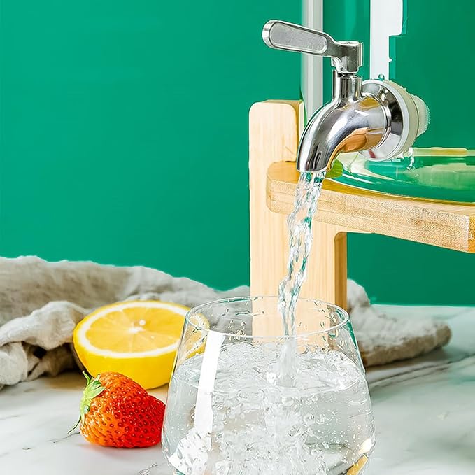 Beverage Dispenser, 4Gallon Glass Drink Dispenser with Stand, Stainless Steel Spigot, Ideal for Parties, Bars, Restaurants (15L/4 Gallon)