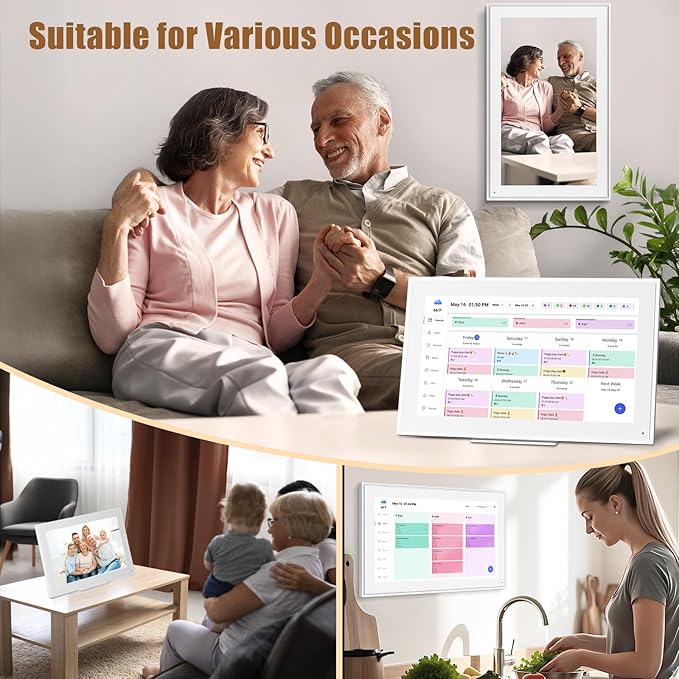 Digital Calendar: 15.6-inch Electronic Calendar & Chore Chart, Smart Touchscreen Interactive Display for Family Schedules–Wall Mount Included, Great for Organizing Your 2025-2026 Wall Planner