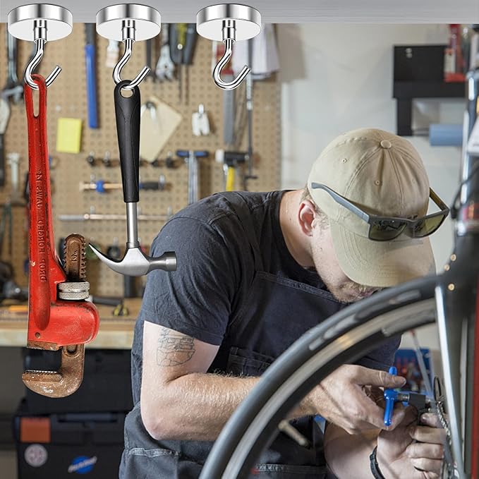 MIKEDE Strong Magnetic Hooks, 120Lbs Heavy Duty Magnetic Hooks for Cruise Cabin, Neodymium Earth Magnets with Hooks for Hanging, Super Metal Industrial Magnetic Hanger for Grill, Cruise, Storage