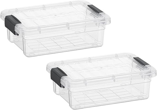Superio Clear Storage Boxes with Lids, 1.27 Quart Plastic Container Bins for Organizing, Stackable Crates, BPA Free, Non Toxic, Odor Free, Organizers for Home, Office and Dorm, 2 Pack