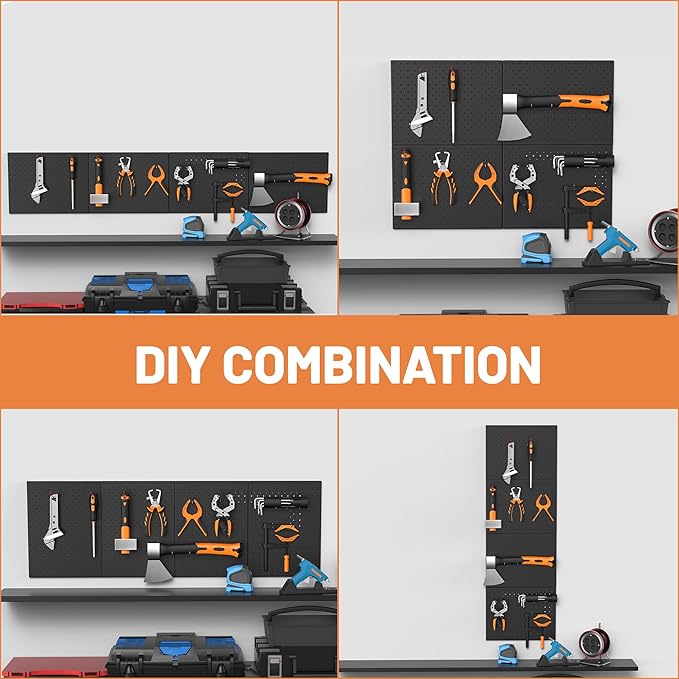 Ultrawall Metal Peg Board Panels with Hooks, Pegboard Wall Tool Organizer for Garage, 74pcs Peg Board with Accessories, 16"X12"