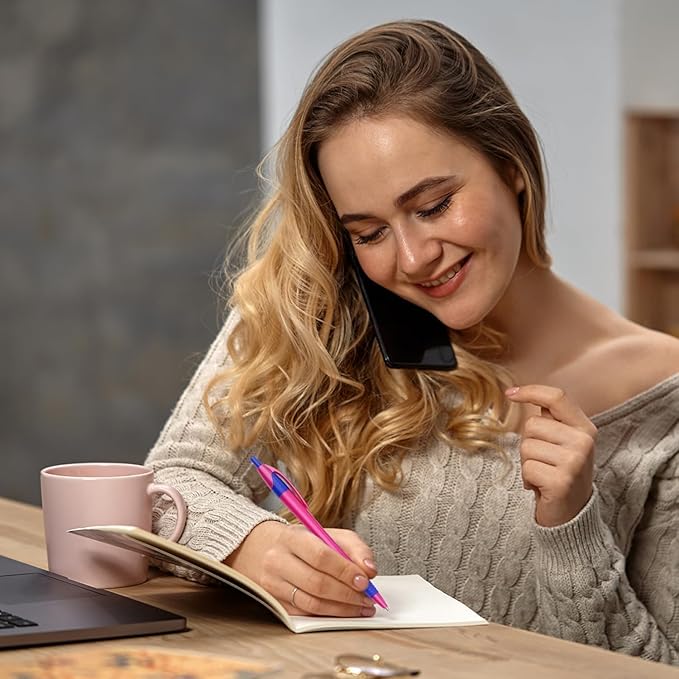 Pens Bulk, 60Pack Blue Gripped Slimster Bulk Ballpoint Smooth Writing No Smear, Blue Ink 1.0mm, Wholesale Click Retractable Server Pens, School Office Supplies