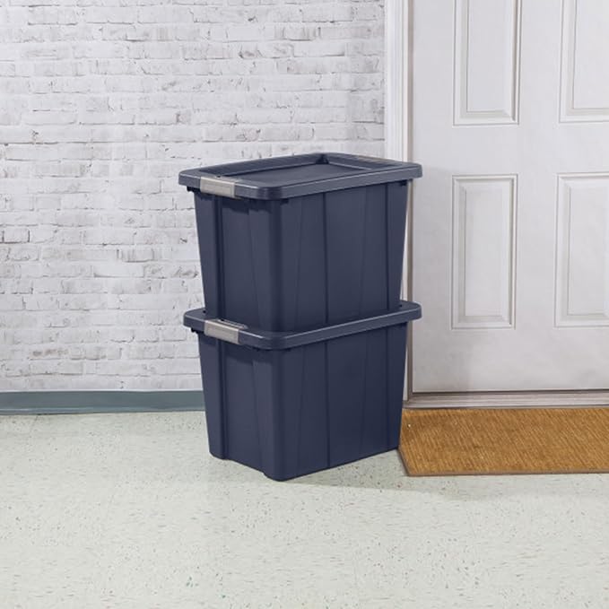 Sterilite 24-Pack Storage Bins with Lids, Heavy Duty Totes, Tuff1, 18 Gallon, Dark Indigo