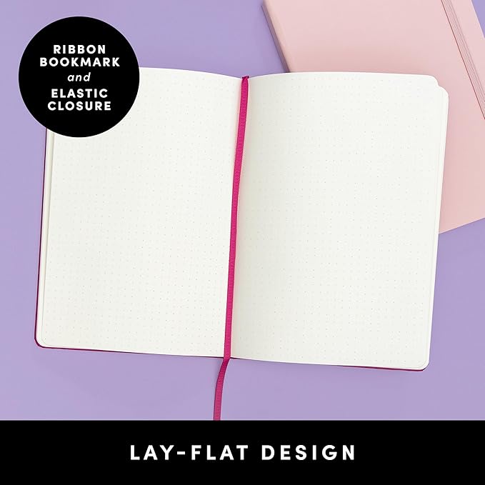 PAPERAGE Dotted Journal Notebook, (Raspberry), 160 Pages, Medium 5.6 in x 8 in - 100 GSM Thick Paper – Hardcover Journaling Notebook for Work, School & Bullet Journaling