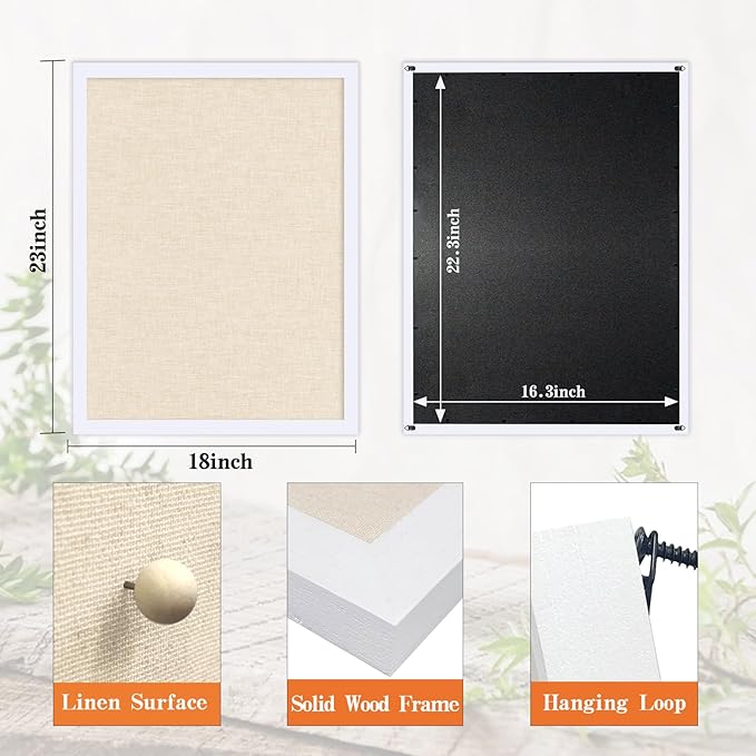 2 Pack Large Bulletin Board, 23 "x17 White Cork Boards for Walls with Frame, Pin Display Board Vision Board for Home School Office Decor