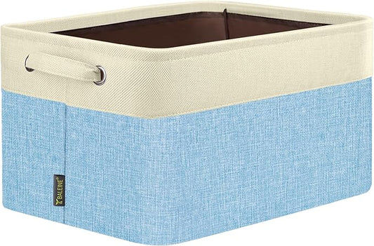 BALEINE 1 Pack Fabric Storage Bins for Shelves, Linen Storage Baskets for Organizing, Decorative Closet Bins for Clothes, Home (Green, 17''x13''x10.5'')