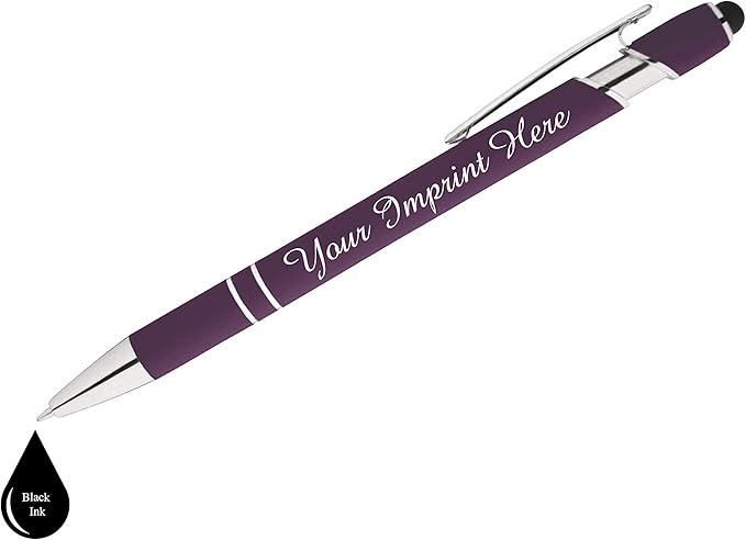 Up to 500 Pcs Custom Pens Bulk | Rainbow of Colors | Soft-Touch Metal Black Ink Personalized with Name or Message (Purple, 250 pcs)
