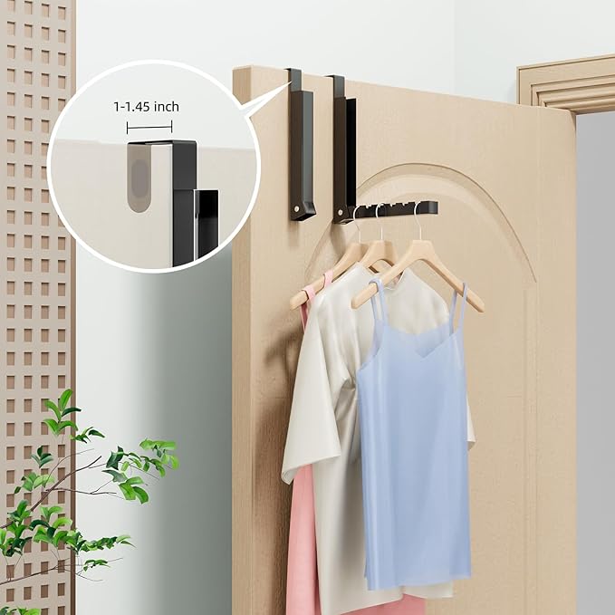 Over The Door Hanger Folding Clothes Drying Rack, Folding Hanging Coat Rack for Indoor Laundry Room Compact Small Space Foldable Portable Clothing Hanger Hook Collapsible- 2 Pack(Black)
