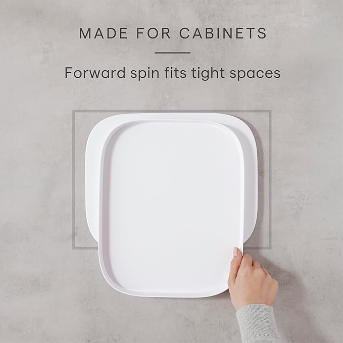 YouCopia MagicTrack Rectangle Lazy Susan Turntable: Kitchen & Bathroom Pantry, Cabinet & Countertop Storage Organizer with 360° Spin, Non-Slip, White Speckled BPA-Free