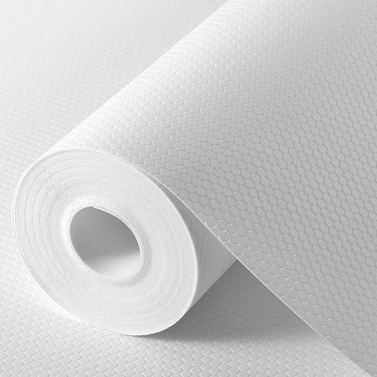 White Shelf Liners for Kitchen Cabinets Non Adhesive Drawer Liner for Bathroom Waterproof Refrigerator Liners for Shelves Fridge Plastic Mats Cabinet Cupboard Liner 23.6 x 78.7 Inches