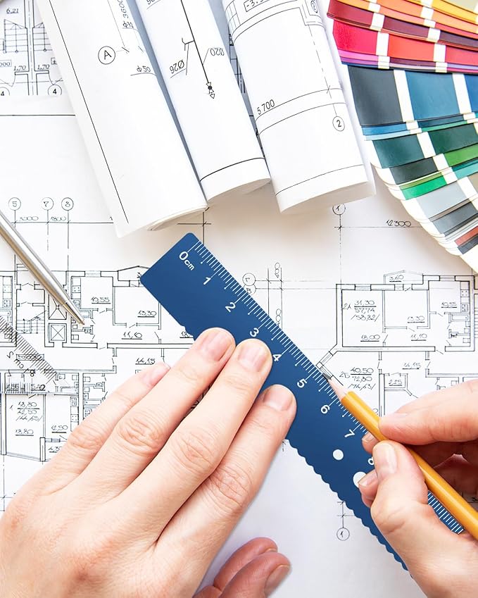 Honagu Aluminum Alloy Triangular Ruler Set, 8 Pieces/2 Sets, Modern Design, 12 Inches