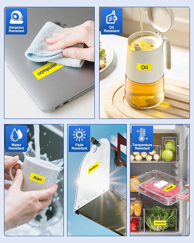 Tze651 24mm 0.94" Laminated Yellow Tape Compatible for Brother Tze-651 Tz-651 P Touch Tz Tze 24mm 1" Black on Yellow Label Maker Tape for PTD600 PTD610BT PTP710BT PTP750W PTE550W, 4-Pack