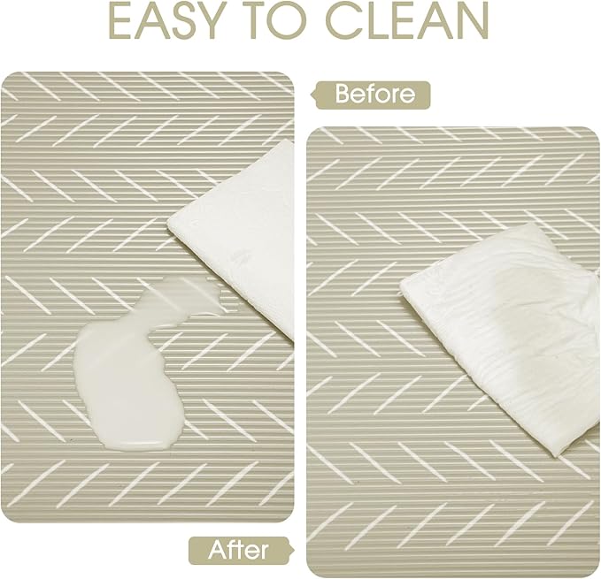 Glotoch Premium Non Slip Shelf Liner, Non Adhesive Drawer Liner, Waterproof Shelf Liners for Kitchen Cabinets, Drawer, Fridge, Wire Shelving, Pantry-12" X240", Heavy Duty, Beige Herringbone