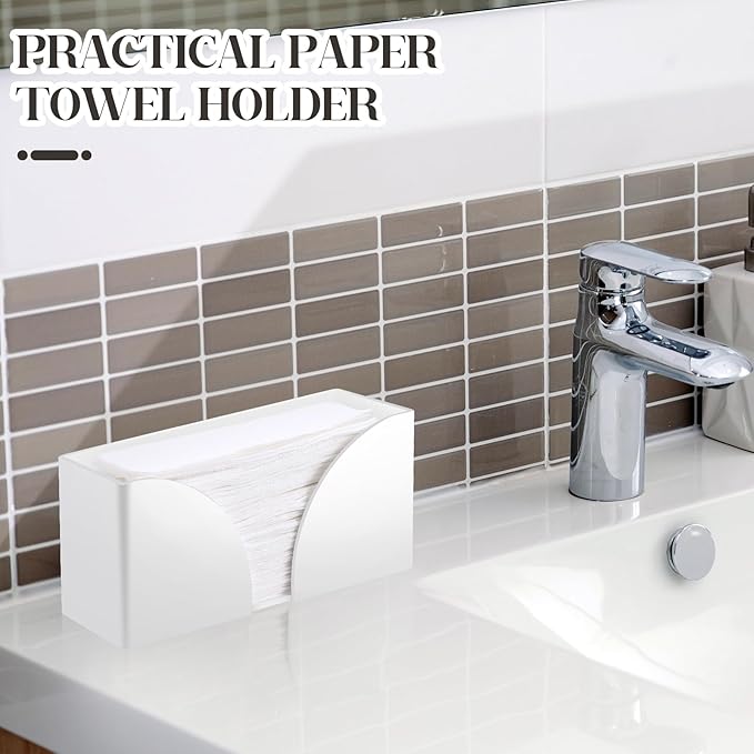 1PCS White Paper Towel Dispenser Countertop, Acrylic Paper Towel Holder for Bathroom Folded Countertop Paper Towel Holder Trifold Napkin Holder for Z-fold, C-fold, MultiFold Trifold - Home Kitchen
