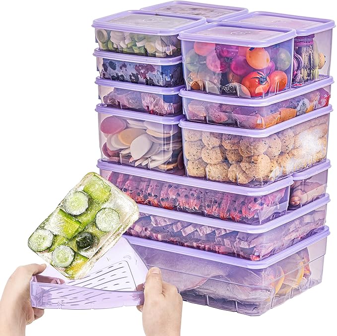 Twist-Release Freezer Containers, Family pack, 26pcs | Flexible When Frozen, No-Thaw Release | Anti-Break, BPA-Free, Stackable | Made in Korea
