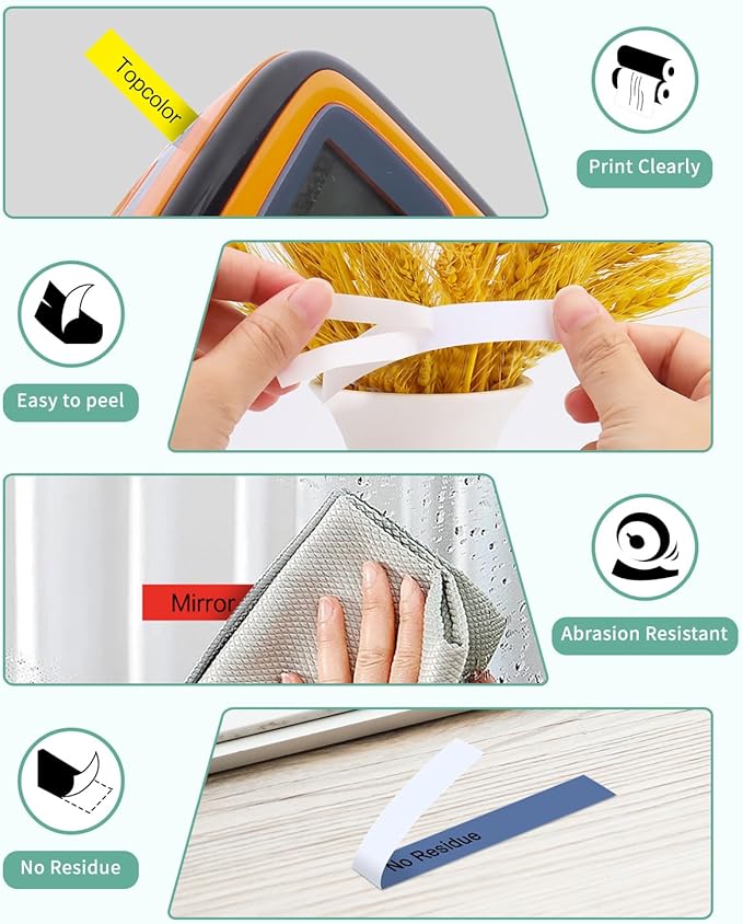 6-Pack 12mm 0.47" Multi-Color Label Tape Compatible for Brother Tze431 Tze531 Tze631 Tze MQG35 MQP35 P Touch Tze Tz Tape 12mm 0.47" Laminated White for PTH110 PTD220 PTD210 PTD400 PTD610BT