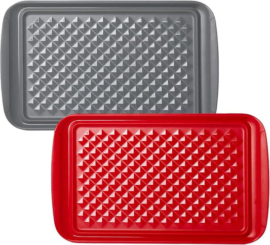Grilling Prep and Serve Trays, BBQ Tray for Raw and Cooked Food, Melamine Serving Platter/Tray for Food, Set of 2, Great Gift for Father's Day and BBQ Lovers,Perfect for Everyday Use