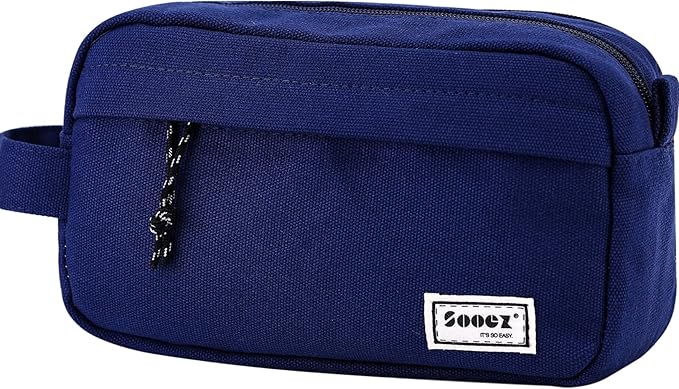 Sooez Big Capacity Pencil Pen Case, Upgraded Canvas Pencil Pouch Pencil Bag Organizer, Large Storage with Separate Compartments Easy Grip Handle, Aesthetic Supply for School Teens Adults