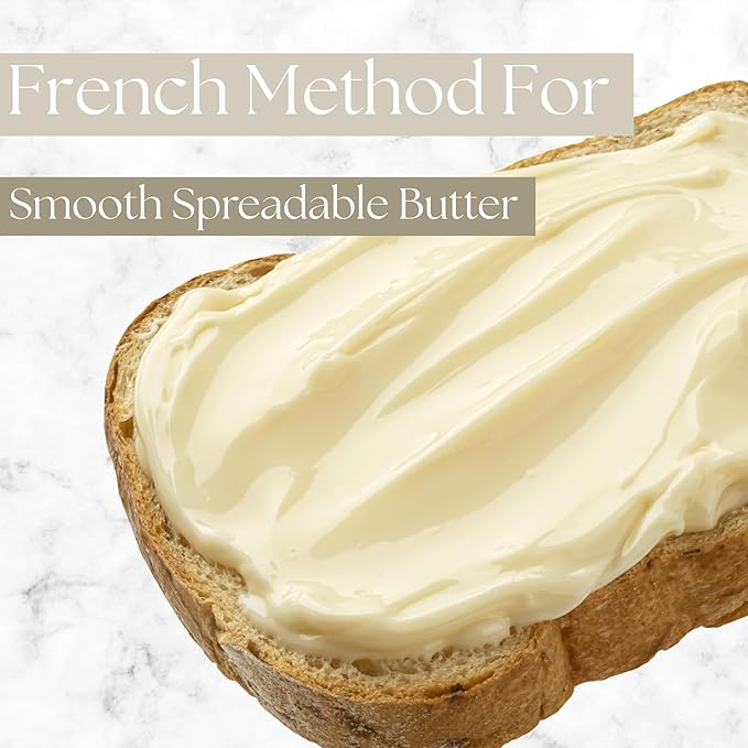 French Butter Crock Gift Set –Housewarming Gift, Gift for Foodie, Holiday Gift, Corporate Gift, Gift for Kitchen |Ceramic Butter Keeper Gift Set with Tea Towels & Olivewood Spreader in Gift Box