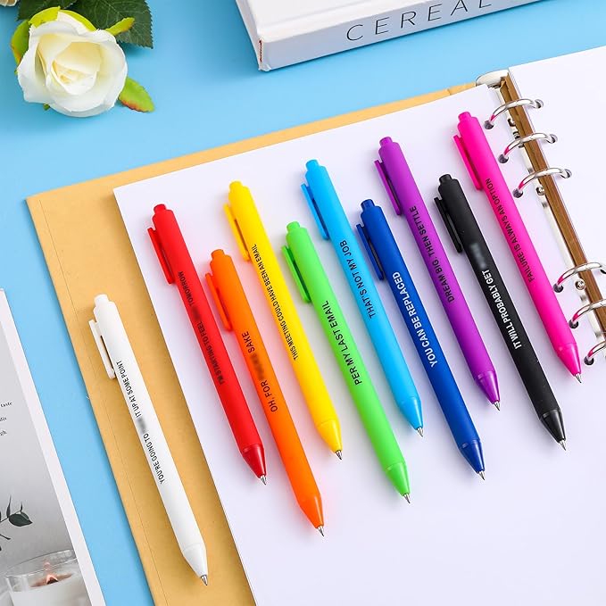 Epakh 50 Pcs Funny Pens Inspirational School Pens Bulk Positive Motivational Quotes on Ballpoint, Black Ink Pen for Adults Back to Schools Gift from Teacher(Motivational,Bright Colors)