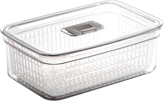 BINO | Produce Saver - 15.2 Cup/3.6L | Fridge Storage Containers for Fruits and Vegetables | Vegetable Storage with Adjustable Air Vent, Removable Basket | BPA-Free Fridge Organizers and Storage
