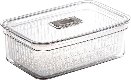 BINO | Produce Saver - 15.2 Cup/3.6L | Fridge Storage Containers for Fruits and Vegetables | Vegetable Storage with Adjustable Air Vent, Removable Basket | BPA-Free Fridge Organizers and Storage
