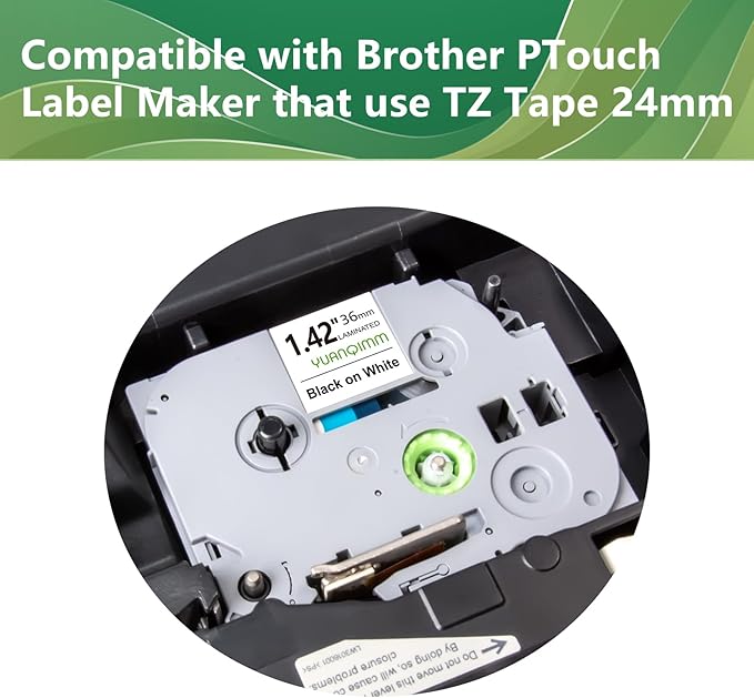 TZe-261 36mm TZe TZ Label Tape Compatible with Brother P Touch Label Maker Tape TZ-261 TZe261 TZ261 36mm 1.4 Laminated Black on White for PT-530 PT-P900W PT-P910BT, 3-Pack