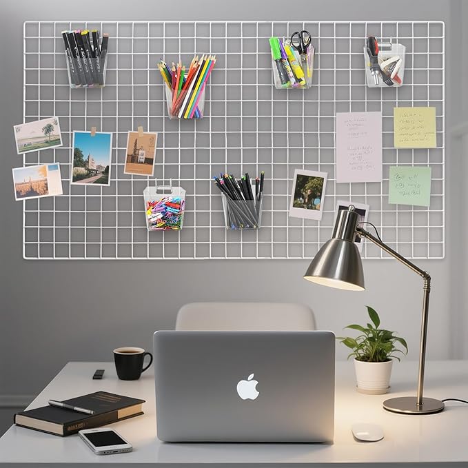 G.CORE Large Grid Wall Bins - 6Pack Clear Gridwall Accessories Hanging Cups with Back Hooks - Plastic Grid Wall Panels Organizers Wire Shelves Holders for Garage Garden Craft Office Tools Storage