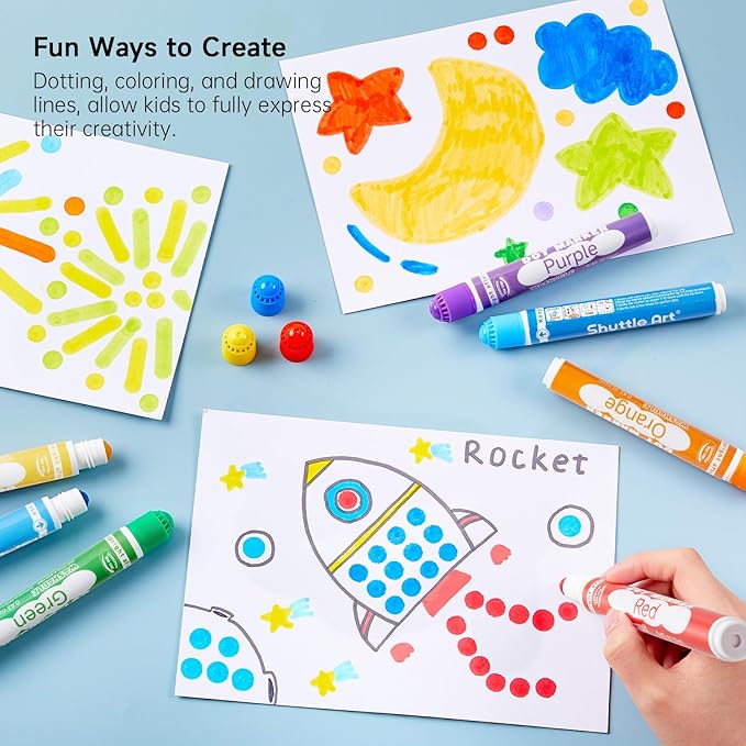 Shuttle Art Dot Markers, 15 Colors Washable Dot Markers for Toddlers,Bingo Daubers Supplies for Kids Preschool Children, Non Toxic Water-Based Bingo Daubers