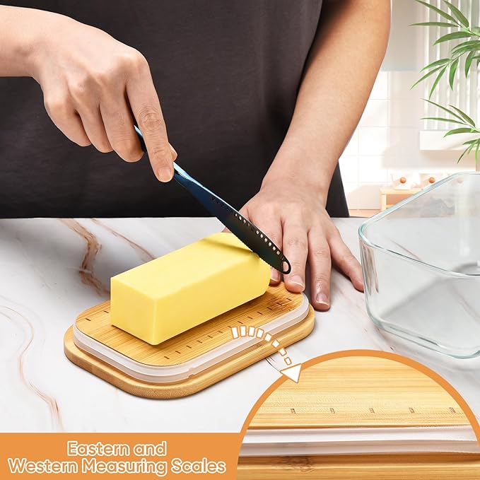 Butter Dish With Glass Lid - Airtight Seal for Freshness, Large Butter Dish for East and West Coast Butter, Ideal for Countertop and Refrigerator Storage, Premium Glass Butter Keeper