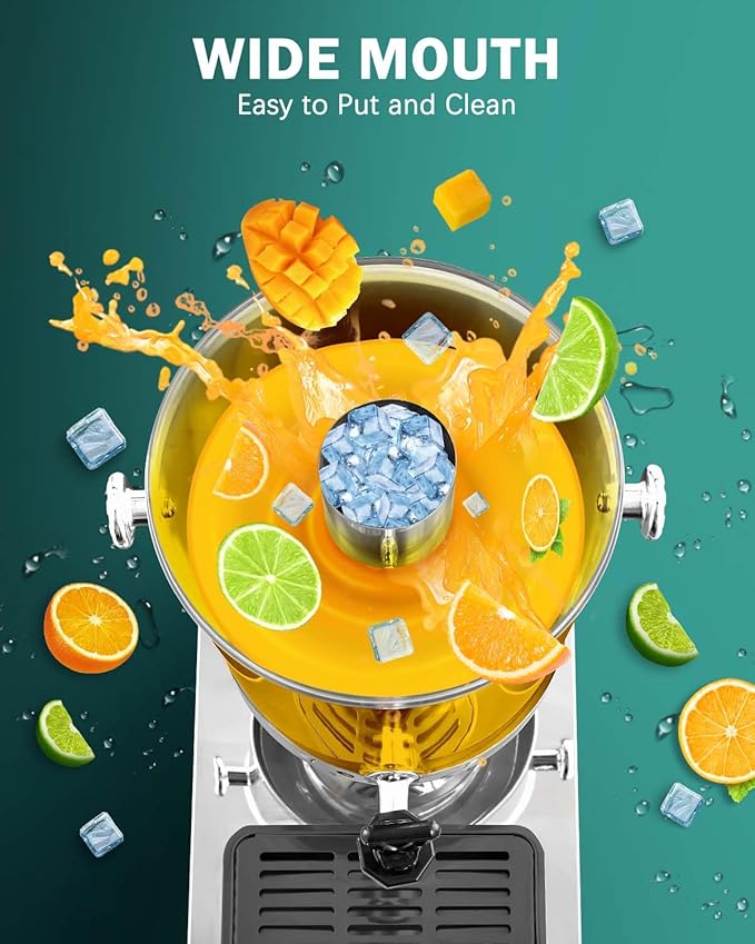 1.5 Gallon Drink Dispensers for Parties, [Easy-to-Clean Drip Tray Design] [Cold & Hot Dual-Use] Beverage Dispenser with Stand & Ice Core, Stainless Steel Juice Dispenser for Home Lemonade, Catering