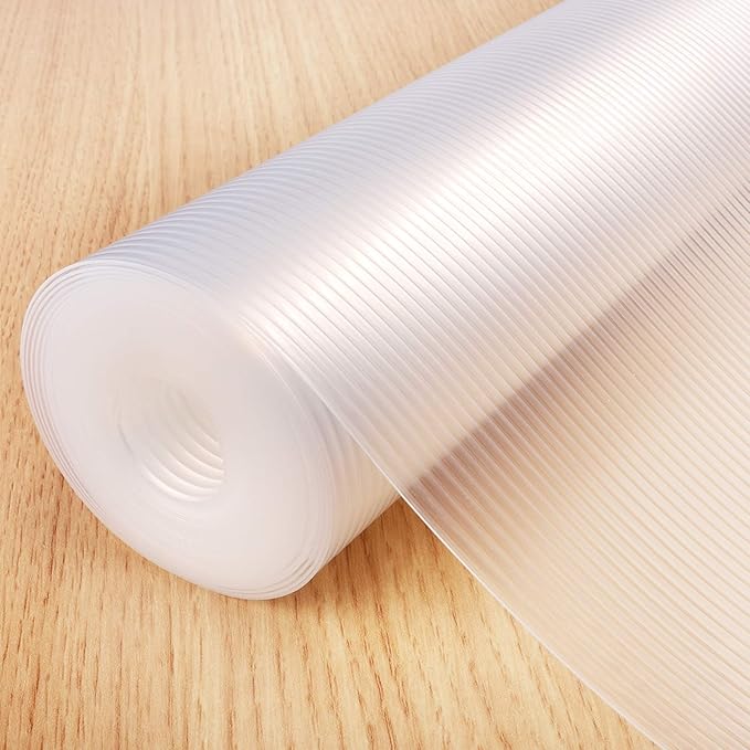 Glotoch Non Adhesive Clear Shelf Liners for Kitchen Cabinets 12" x20FT, Non Slip Drawer Liners for Dresser, Waterproof Cabinet Liners for Shelves/Dresser/Refrigerator/Bathroom