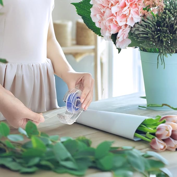 18 Pcs Transparent Tape with Dispenser, 0.7 x 1000 in Blue Core Clear Tape Rolls Bulk, Office Tape Refills for Desk, Craft, and Gift Wrapping