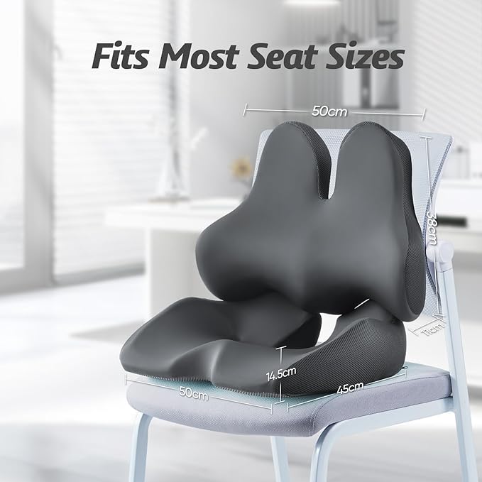 Seat Cushion for Tailbone Pain Relief X-Large,Ergonomic Office Chair Cushion for Butt Hip Lower Back & Sciatica Pain Relief Pillow,Pressure Relief Seat Cushion for Long Sitting,Office & Car (Black)