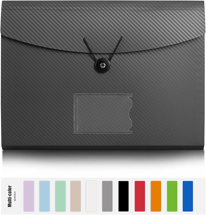 Expanding File Folder, 13 Pockets, Grey, Polypropylene