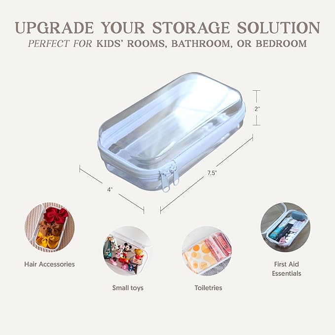 Maple & Lark Bliss Bins - Hard Sided Clear Zipper Case for Storage - Professional-Grade Plastic Clear Zipper Pencil Case, Toiletry Pouch, Travel Organizer, Cosmetic Bag, Toy Storage Bins (2 Pack, S)