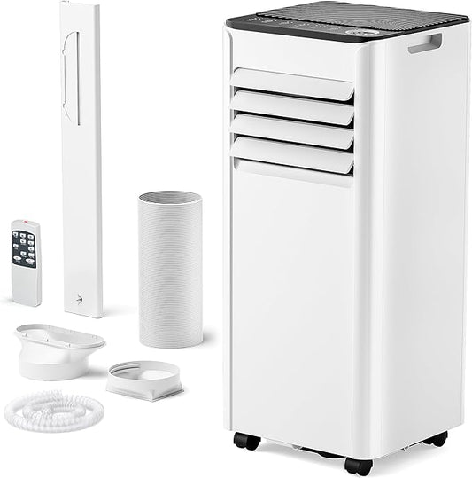 EUHOMY 10,000 BTU Portable Air Conditioners Unit Up to 450 Sq.Ft, 3-in-1 Portable Air Conditioner, Portable AC Unit with Cool, Fan, Dehumidifier, Sleep Mode, 24H Timer, RVs, Office, Apartments, White