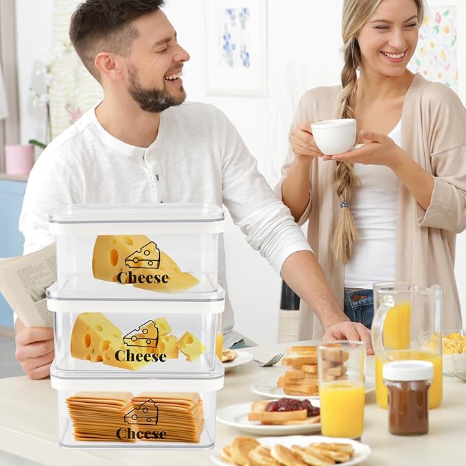 Cheese Container for Refrigerator 3 Pack,Shredded Cheese Storage Container With Lids,BPA-Free Deli Meat Storage Containers,Cream Cheeses,Fridge Organizers and Storage for Slice Cheeses Holder