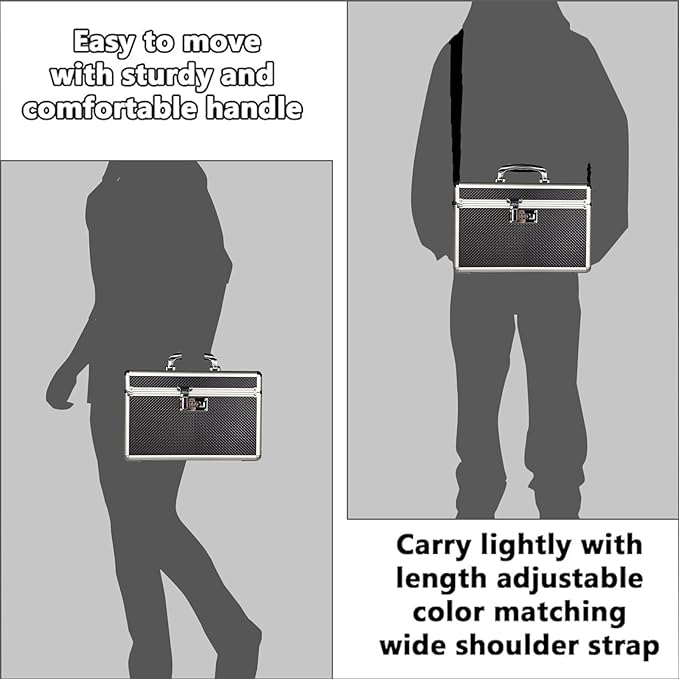 Storage Lock Box with Combination code, Lockable Medicine Storage Case, Empty First Aid Box, Security Lock Box, Multipurpose Lockbox for Home and Outdoor Use (Black, Large)