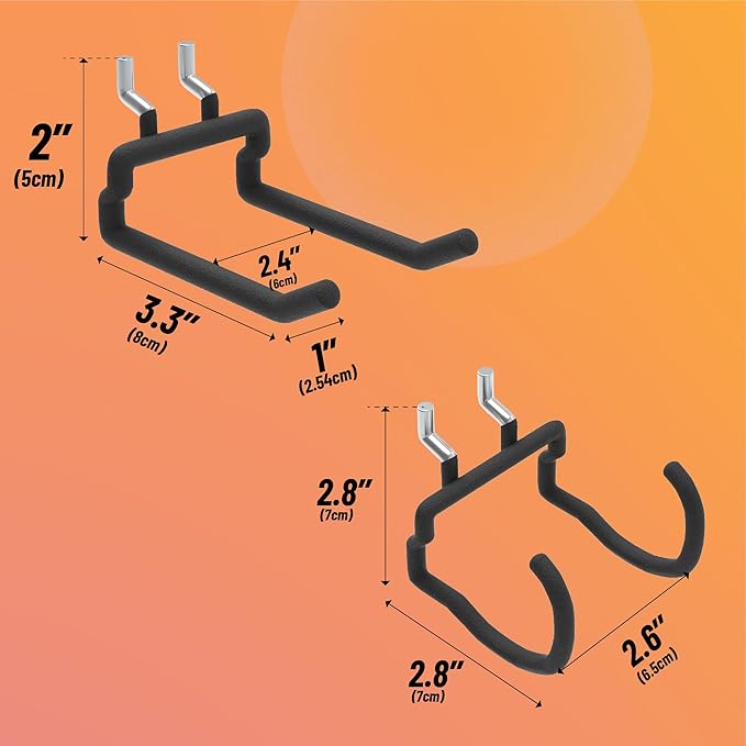 HUHOLE Pegboard Drill Holder, Peg Board Utility Hooks, 8 Pack Heavy Duty Peg Board Tool Holder for Power Tools, Drill, Hammer, Cord, Fit for 1/4" Pegboard(8PC)