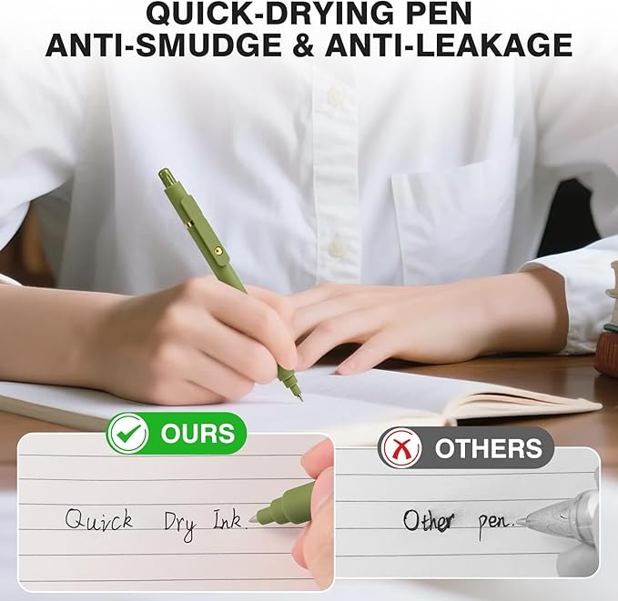 TINNIVI Gel Pens, 6 Pack 0.7mm Fine Point Black Ink Pens with 6 Refills, Quick Dry & No Smear, Smooth Writing Pens for Journaling, School, Office Supplies, Gifts for Women and Men