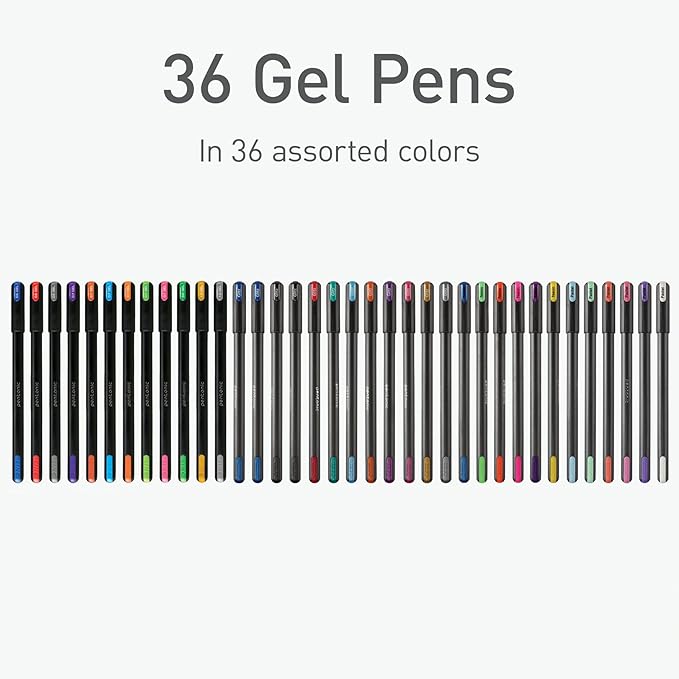Pentonic Gel Pens, 36 Count, 36 Assorted Colors (Assorted Color, Neon, Pastel & Glitter), Medium & Fine Point, Smooth Writing For Journaling (1002358)