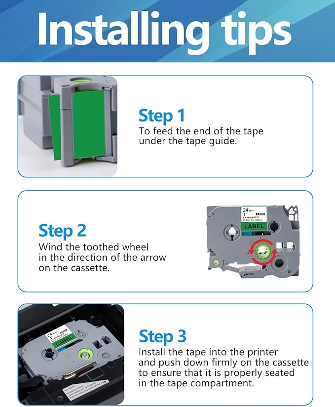 Weemay 3 Pack TZe751 24mm Black on Green Laminated Label Tape Compatible with Brother Label Maker Tape TZe-751 TZe 751 TZ-751 TZ751 for PTouch PT-E500 PT-D600 PT-P750W PT-P900W Printer, 1 In x 26.2 ft