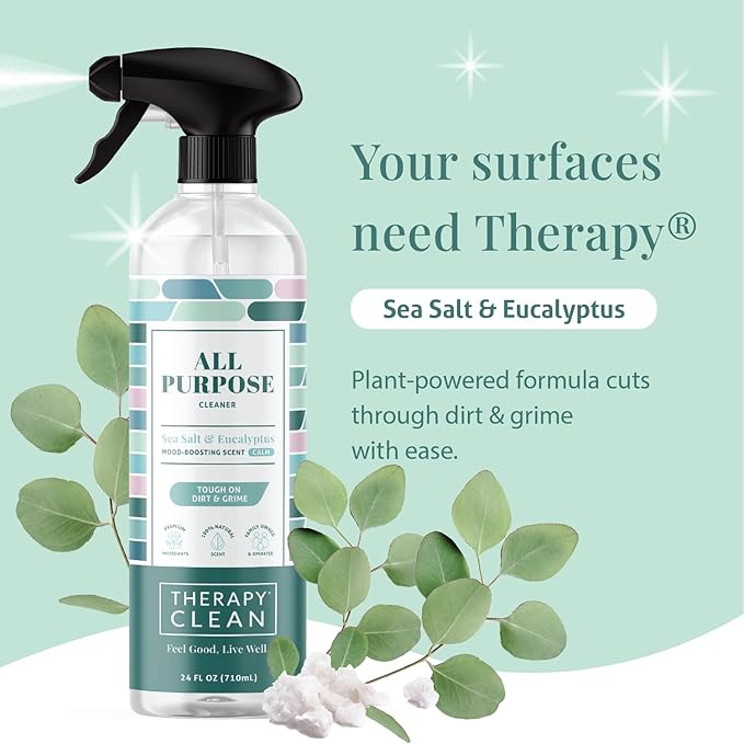 Therapy Clean All Purpose Cleaner Sea Salt & Eucalyptus (Pack of 6) - 100% Natural Fragrance, Plant-Based Multipurpose Cleaner