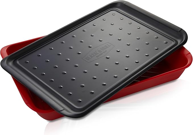 BLAZIN' GRILL Prep and Serve Trays | Set of 2 Stackable, Melamine Trays | Serving Tray & Marinating Tray | Serving Platter for Plating Food & BBQ Prep Tub for Marinating Meats | Grill Accessories |