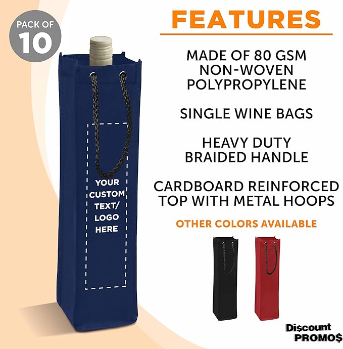 DISCOUNT PROMOS Non-Woven Vineyard Two Bottle Wine Bags